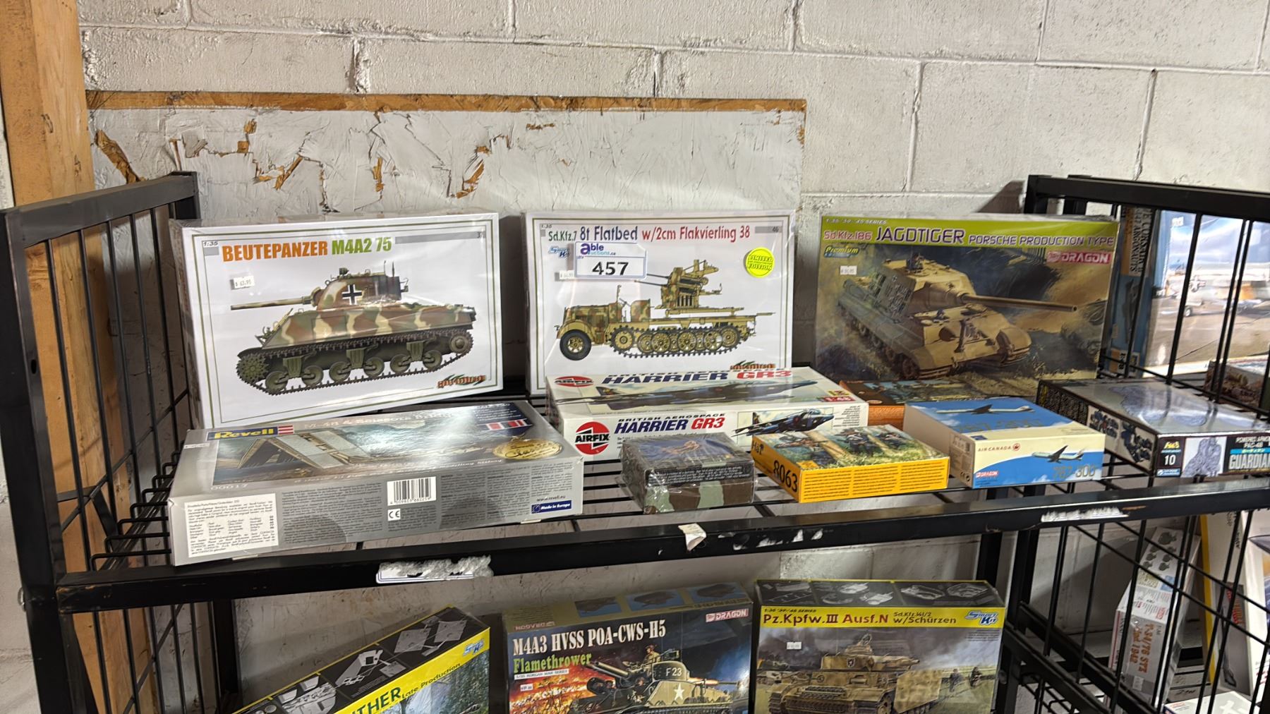 Model Tank Shelf SHELF OF ASSORTED MODEL KITS: TANKS, AIRPLANES, FIGURES & MORE
