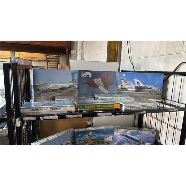 SHELF OF ASSORTED AIRPLANE MODEL KITS