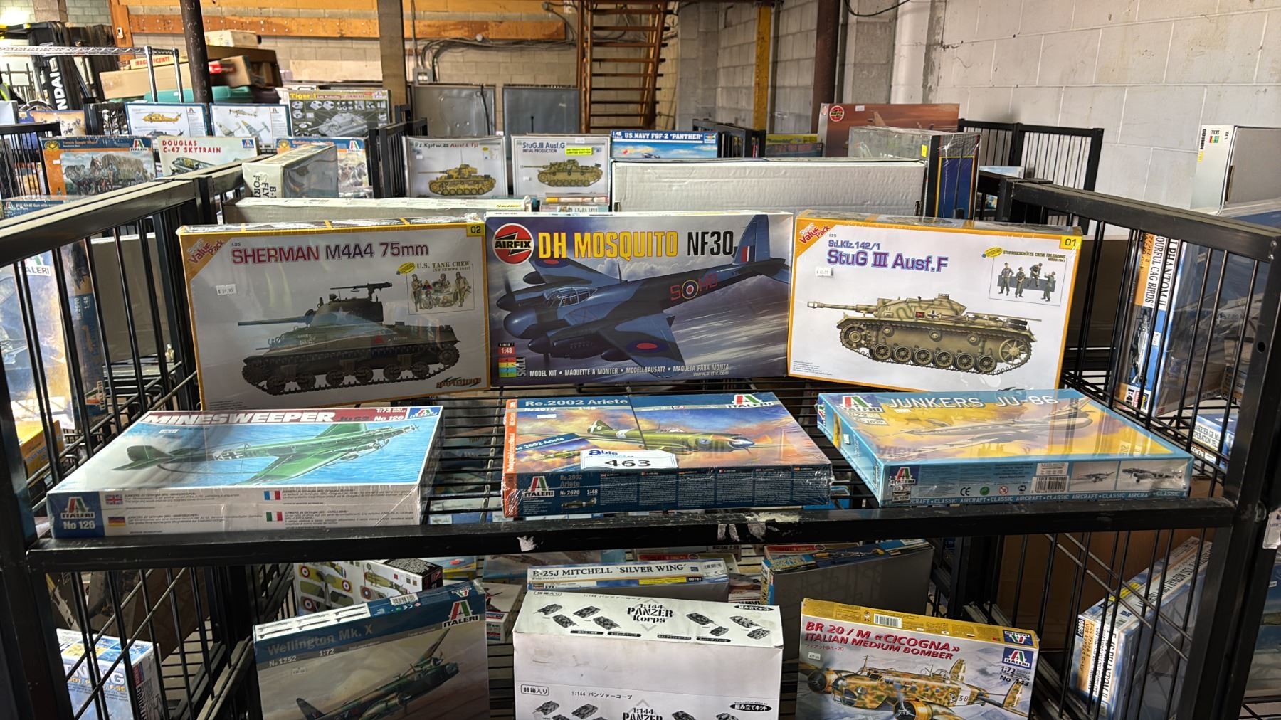 Model Tank Shelf SHELF OF ASSORTED AIRPLANE & TANK MODEL KITS - Able Auctions