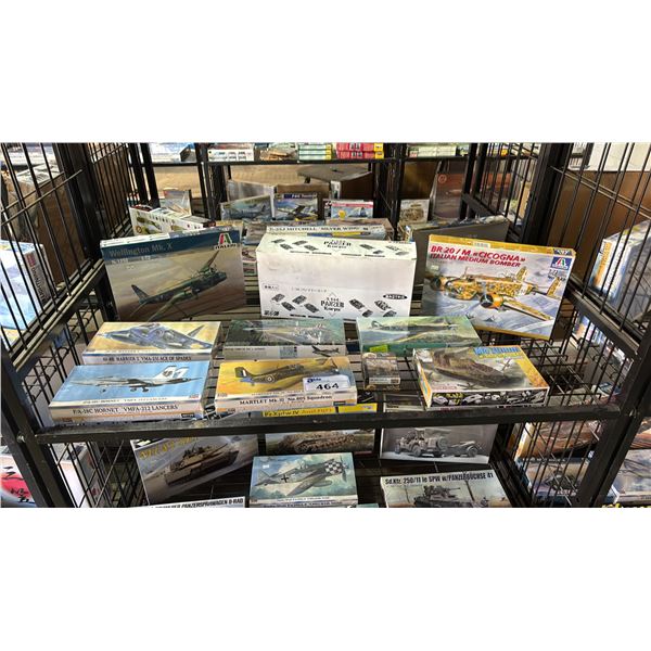 SHELF OF ASSORTED AIRPLANE & TANK MODEL KITS