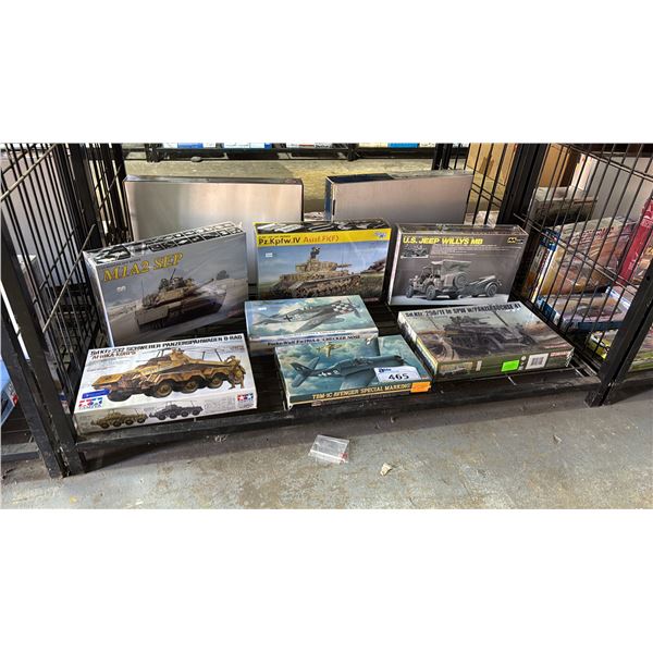 SHELF OF ASSORTED AIRPLANE & TANK MODEL KITS