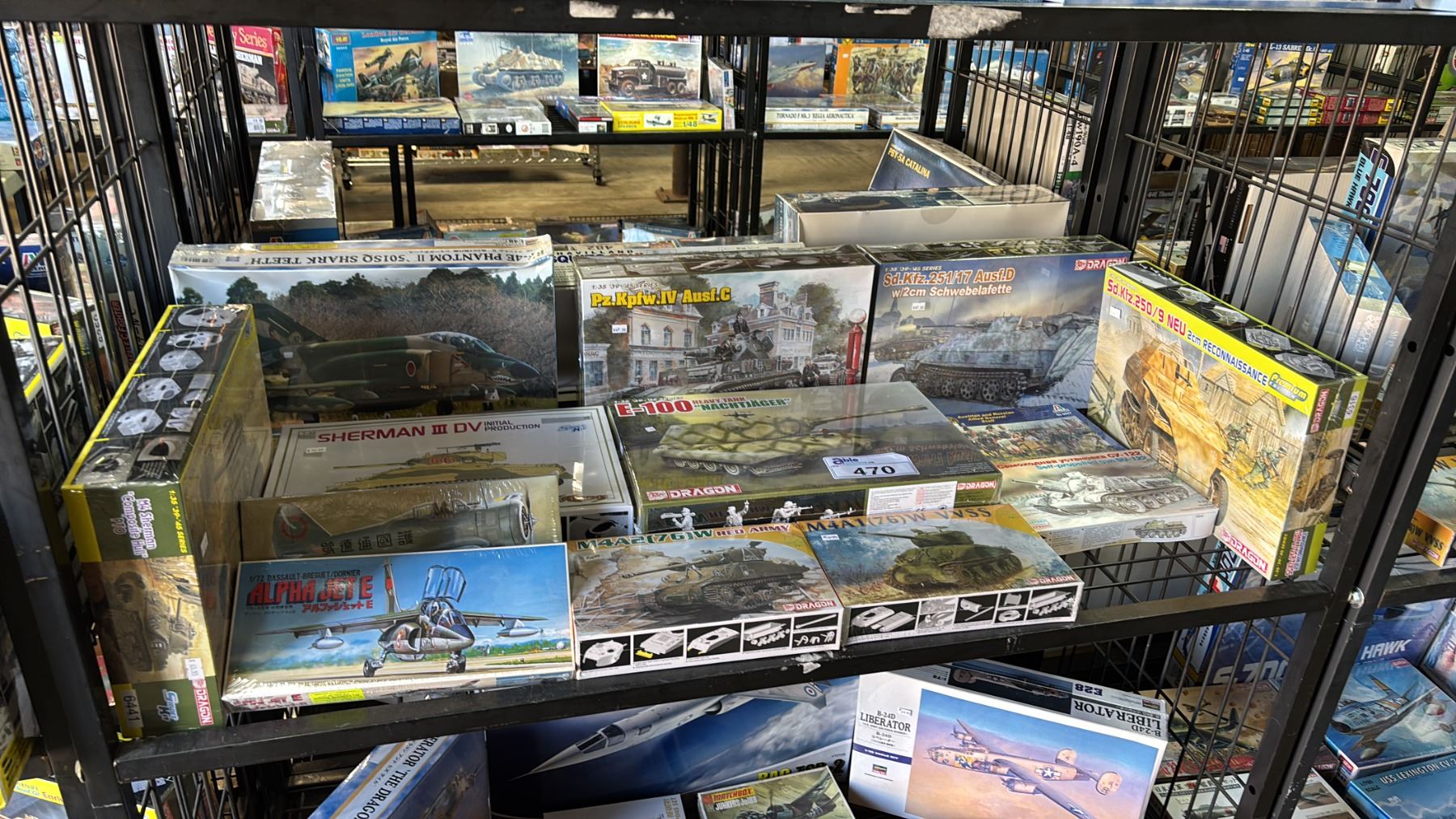 Model Tank Shelf SHELF OF ASSORTED MODEL KITS, TANKS, AIRPLANES & FIGURES - Able Auctions