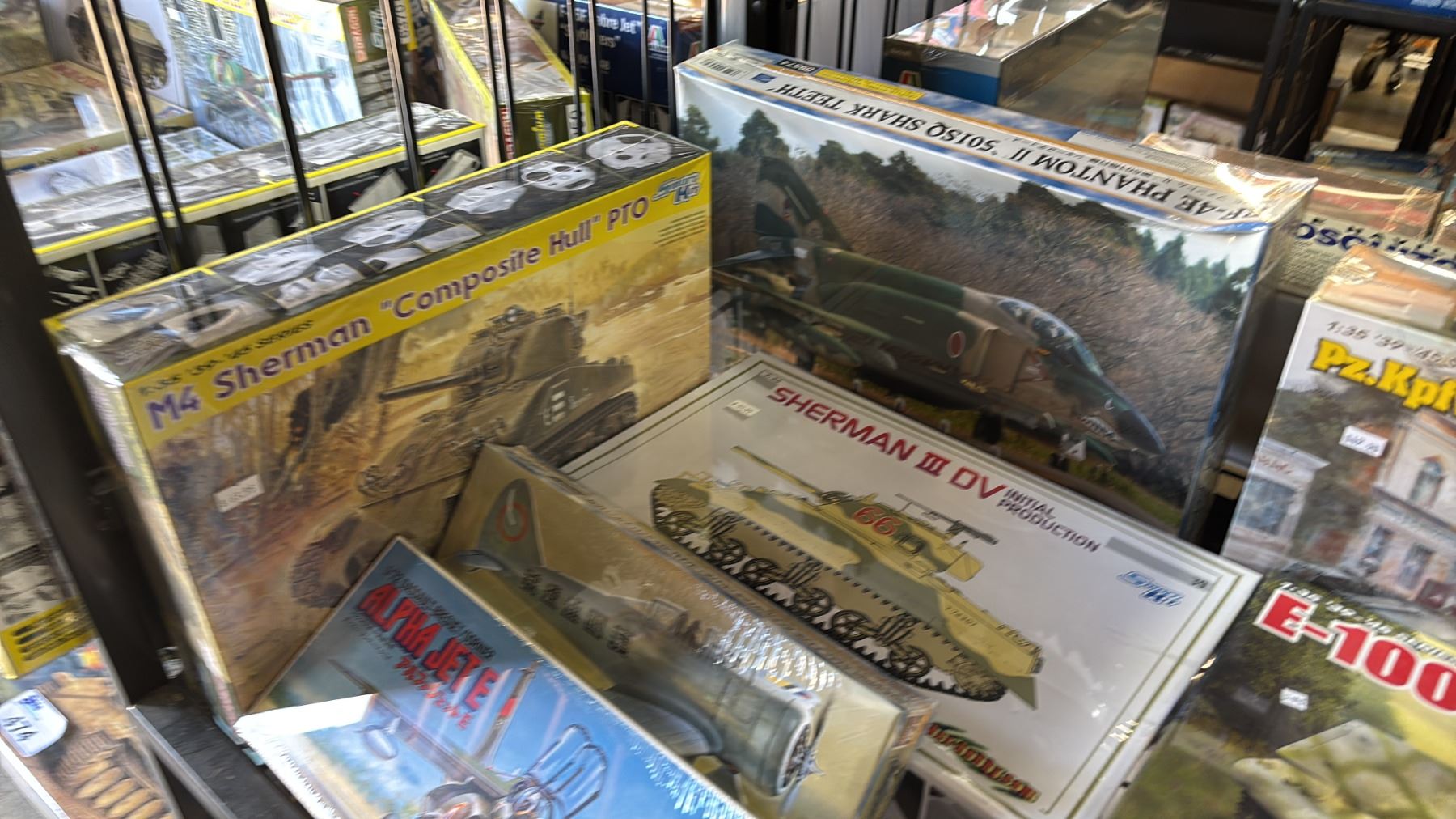 Model Tank Shelf SHELF OF ASSORTED MODEL KITS, TANKS, AIRPLANES & FIGURES - Able Auctions