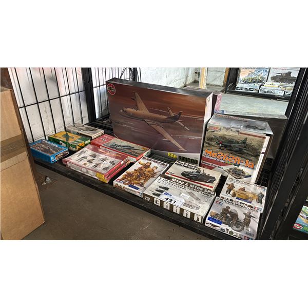SHELF OF ASSORTED MODEL KITS & FIGURE SETS