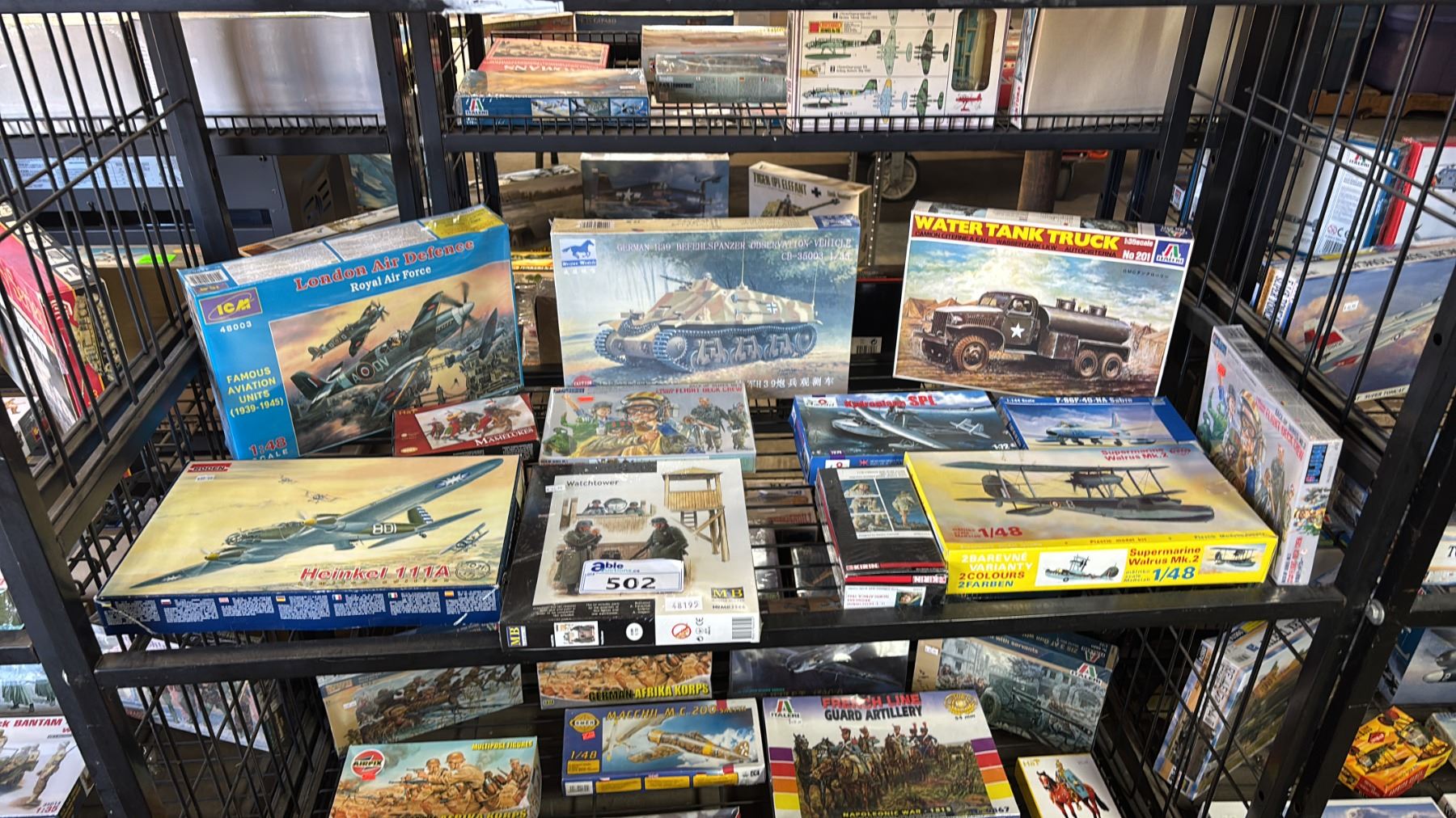 Model Tank Shelf SHELF OF ASSORTED MODEL KITS: AIRPLANES, TANK, WATER TANK TRUCK & MORE ...