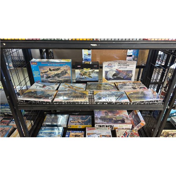 SHELF OF ASSORTED TANK & AIRCRAFT MODEL SETS