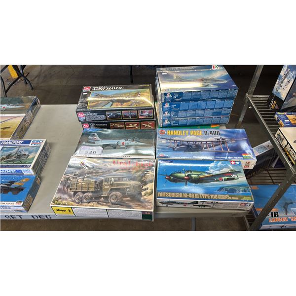 (11) ASSORTED AIRPLANE MODEL KITS: INCLUDES (1) SOVIET ARMY TRUCK