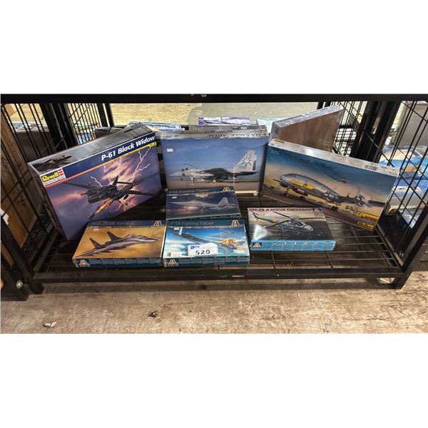 SHELF OF ASSORTED AIRCRAFT MODEL KITS