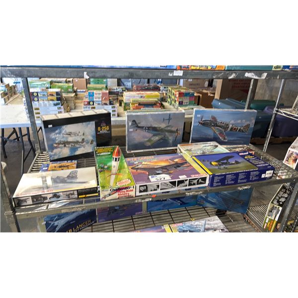 SHELF OF ASSORTED AIRCRAFT MODEL KITS