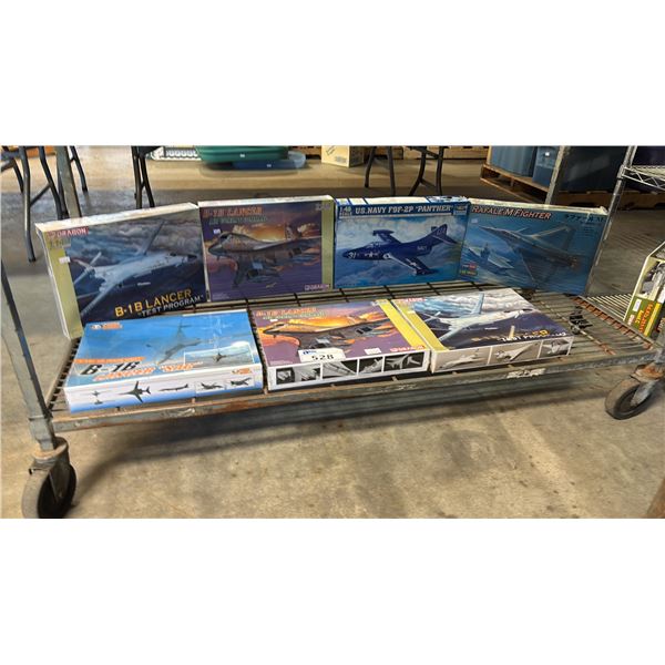 SHELF OF ASSORTED AIRPLANE MODEL KITS