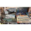 Image 2 : SHELF OF ASSORTED MODEL KITS: AIRPLANES, TANK & WOOD BRIDGE