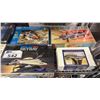 Image 4 : SHELF OF ASSORTED MODEL KITS: AIRPLANES, TANK & WOOD BRIDGE