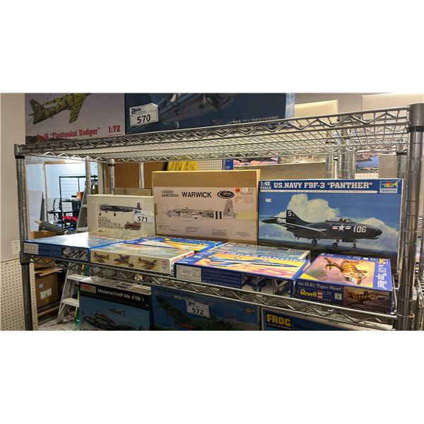 SHELF OF ASSORTED AIRCRAFT MODEL KITS