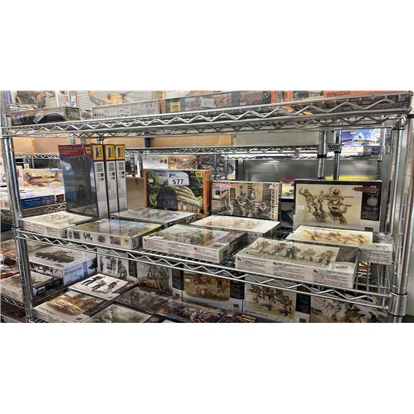 SHELF OF ASSORTED PLASTIC FIGURE KITS