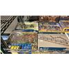 Image 7 : SHELF OF ASSORTED MODEL KITS: BUILDINGS, CROSSING GATES, FENCES & ASSORTED MILITARY FIGURES