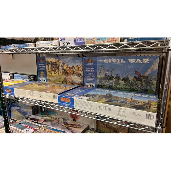 SHELF OF ASSORTED IMEX MODEL KITS: FORT APACHE, CIVIL WAR & CUSTER'S LAST STAND