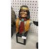 Image 3 : GERONIMO ON HORSEBACK SCULPTURE, (2) GERONIMO BUSTS, SITTING BULL BUST & CARVED WOOD TOTEM POLE