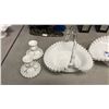 Image 3 : (3) VINTAGE FENTON SILVER CREST MILK GLASS BOWLS & (2) SIGNED FENTON MILK GLASS CANDLE HOLDERS