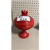 Image 1 : VINTAGE FENTON ART GLASS BICENTENNIAL JEFFERSON COVERED COMPOTE: APPROX. 10" TALL