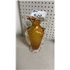 Image 1 : VINTAGE CHALET LEAD CRYSTAL AMBER SWIRL VASE WITH RUFFLED EDGES: APPROX. 10" TALL