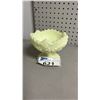 Image 1 : VINTAGE FENTON CUSTARD SATIN URANIUM GLASS PEDESTAL BOWL: APPROX. 5" TALL
