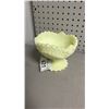 Image 2 : VINTAGE FENTON CUSTARD SATIN URANIUM GLASS PEDESTAL BOWL: APPROX. 5" TALL