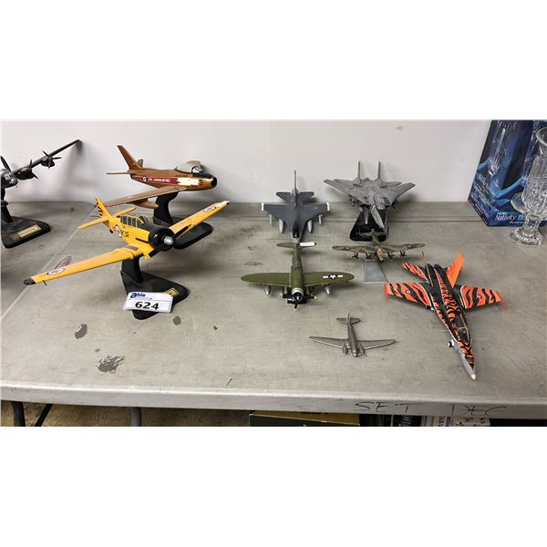 (8) ASSORTED SCALE MODEL AIRPLANES; (5) WITH STANDS