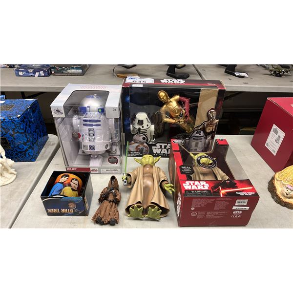 (5) ASSORTED STAR WARS COLLECTIBLES & A STAR TREK SPOCK & CAPTAIN KIRK MUG