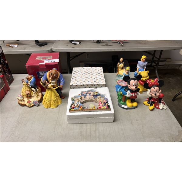 (9) ASSORTED DISNEY COLLECTIBLES: BEAUTY & THE BEAST, MICKEY MOUSE, MINNIE MOUSE, POCAHONTAS & MORE