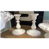 Image 2 : (5) PIECES OF VINTAGE FENTON SILVER CREST MILK GLASS
