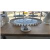Image 2 : VINTAGE FENTON MILK GLASS CAKE STAND & PAIR OF VINTAGE FENTON 2-TIER DESSERT STANDS