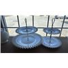 Image 3 : VINTAGE FENTON MILK GLASS CAKE STAND & PAIR OF VINTAGE FENTON 2-TIER DESSERT STANDS