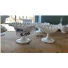 Image 3 : (6) VINTAGE FENTON SILVER CREST MILK GLASS PEDESTAL DISHES