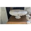 Image 5 : (5) PIECES OF VINTAGE MILK GLASS & A MILK GLASS WALL LIGHT: FENTON CAKE STAND, FENTON LIDDED COMPOTE