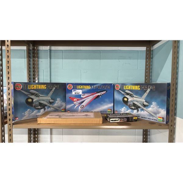 SHELF OF ASSORTED AIRPLANE MODEL KITS