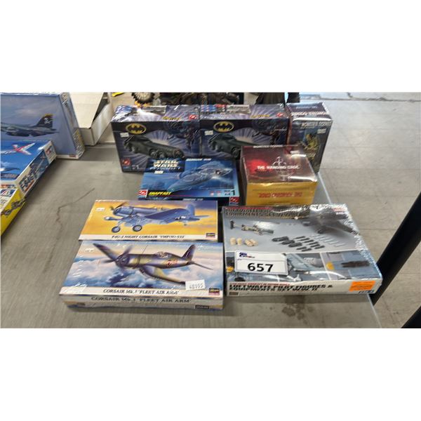 (8) ASSORTED MODEL KITS: AIRPLANES, BATMAN BATMISSLE, MONSTER SCENES & MORE