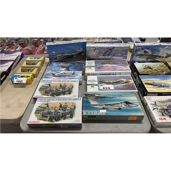 (9) ASSORTED AIRPLANE & BATTLE OF BRITAIN GROUND CREW & EQUIPMENT MODEL KITS