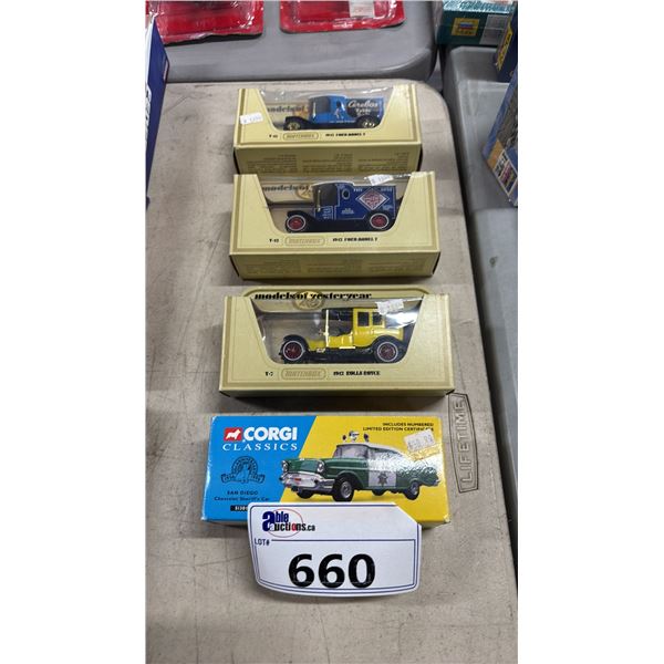 (4) ASSORTED CORGI DIECAST SCALE MODEL CARS