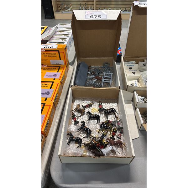 (2) BOXES OF ASSORTED PAINTED METAL SOLDIER MINIATURES & HORSES