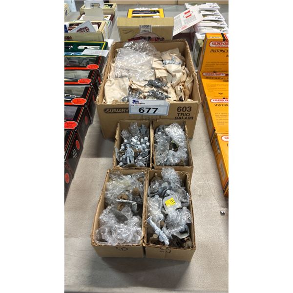 (5) BOXES OF ASSORTED METAL SOLDIER MINIATURES: MOST ARE UNPAINTED