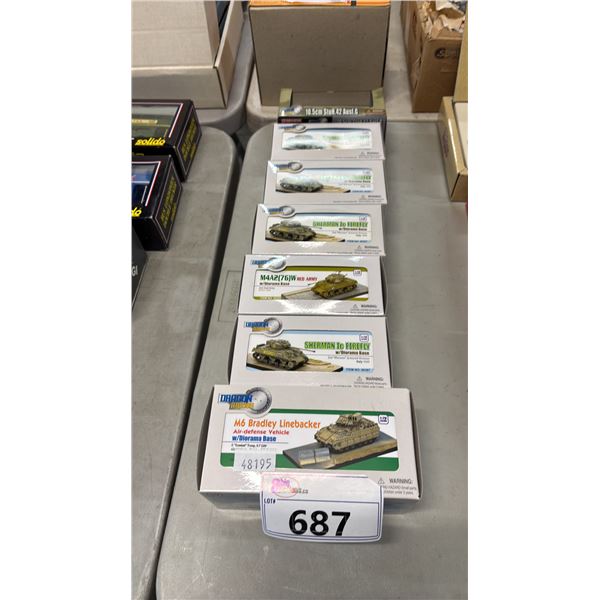 (7) ASSORTED DRAGON DIECAST SCALE MODEL TANKS