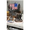 Image 3 : SHELF OF ASSORTED STATUES: MANY ARE SIGNED & NUMBERED PEWTER MILITARY FIGURES BY M.A. KICKER