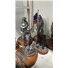 Image 4 : SHELF OF ASSORTED STATUES: MANY ARE SIGNED & NUMBERED PEWTER MILITARY FIGURES BY M.A. KICKER