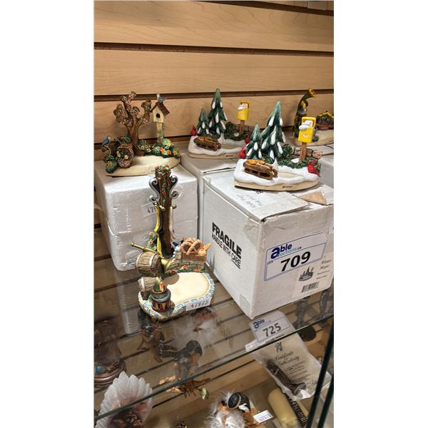 (4) ASSORTED HUMMEL GOEBEL SCAPE STANDS FOR SMALL GOEBEL FIGURINES