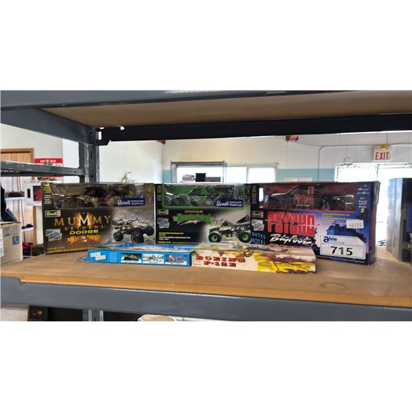 (5) ASSORTED SCALE MODEL KITS: (3) TRUCKS, (1) AIRPLANE & (1) SHIP