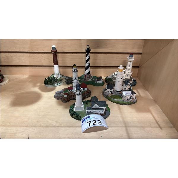 (6) ASSORTED 1993 DANBURY MINT HISTORICAL INTERNATIONAL COLLECTION LIGHTHOUSE FIGURINES