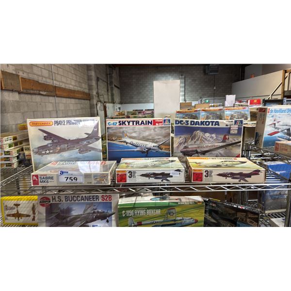 SHELF OF ASSORTED MODEL KITS