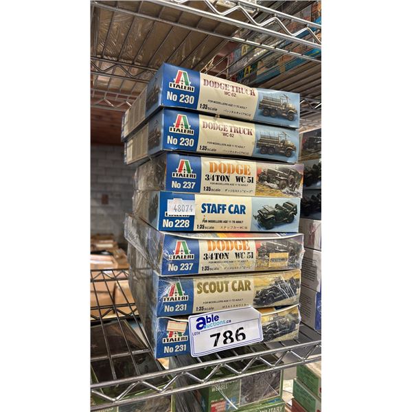 (7) ASSORTED ITALERI MILITARY VEHICLE MODEL KITS