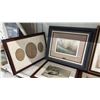 Image 2 : SHELF OF ASSORTED FRAMED PRINTS & A FRAME WITH MATTING CUT FOR 3 PICTURES