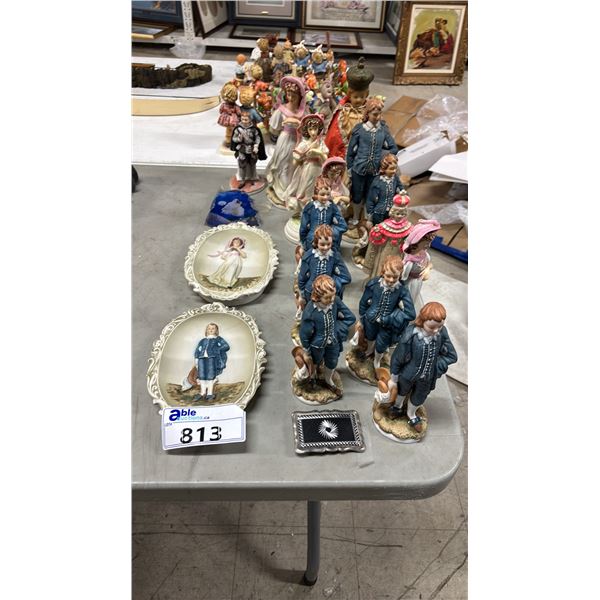LEFTON CHINA "PINKIE" & "BOY BLUE" STATUETTES, WALL PLAQUES & MORE